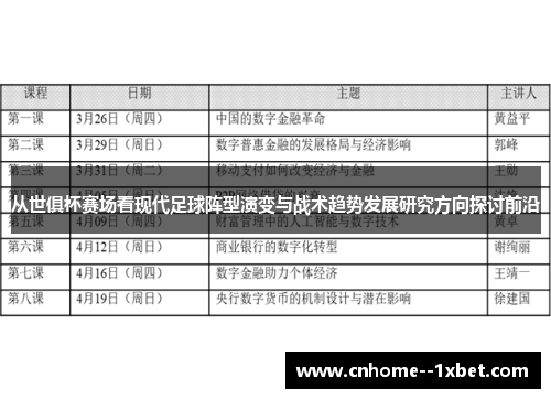 从世俱杯赛场看现代足球阵型演变与战术趋势发展研究方向探讨前沿